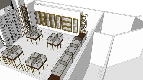 Jewelry Shop Interior Design, Jewelry Shop Interior, Sketchup Warehouse, 3dwarehouse Sketchup, Jewelry Table Display, Interior Design Sketchbook, Jewelry Store Interior, Wall Display Cabinet, Concept Models Architecture