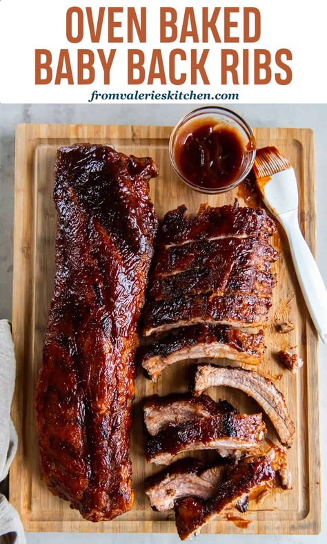 This recipe for Oven Baked Baby Back Ribs makes it easy to have BBQ on the menu anytime of year. A smoky spice rub and easy oven method create these tender, flavorful ribs. Rib Recipes In Oven, Baby Ribs Recipe, Oven Baked Baby Back Ribs, Babyback Ribs In Oven, Baked Baby Back Ribs, Back Ribs In Oven, Babyback Ribs, Baked Ribs Recipe, Ribs Recipe Oven