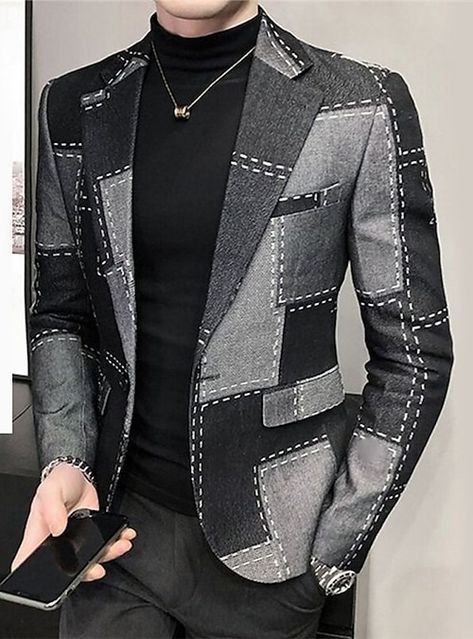 Mens Coat Design For Men, Jackets Men Fashion Winter, Trending Mens Fashion, Christmas Blazer, Blazers Men, Graphic Jackets, Streetwear Coat, Business Casual Blazer, Blazer Casual