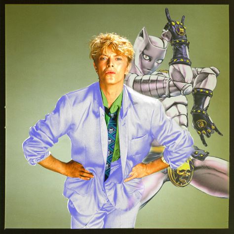 Kira Yoshikage | David Bowie | Killer Queen | Jojo's Bizarre Adventure Kira Yoshikage, Yoshikage Kira, Jotaro Kujo, Jojo Anime, Jojo Memes, Killer Queen, Jojo Bizzare Adventure, Anime Eyes, Jojo Bizarre