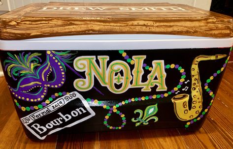 New Orleans Cooler Formal, Sigma Pi Frat Cooler, New Orleans Formal Cooler, Frat Coolers Ideas Fraternity, New Orleans Frat Cooler, Frat Coolers Nola, New Orleans Cooler, Cooler Painting Fraternity, Nola Formal Cooler