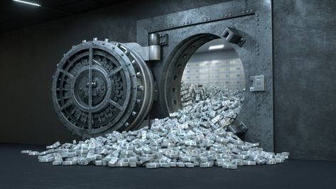 Vault door in bank with a lot of money P... | Premium Photo #Freepik #photo #money #metal #room #security Money Vault, Pink Piggy Bank, Banknotes Money, Vault Doors, Hidden Images, Money Magnet, A Lot Of Money, Lots Of Money, Attract Money