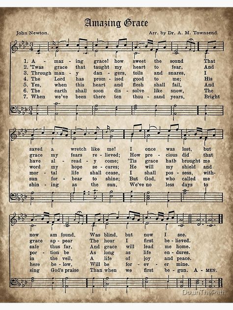 "Amazing Grace Vintage Hymn" Poster by DownThePath | Redbubble Amazing Grace Lyrics, Quotes About Music, Amazing Grace Sheet Music, Amazing Grace Hymn, Gospel Song Lyrics, Christmas Songs Lyrics, Hymn Music, Hymn Sheet Music, Church Songs