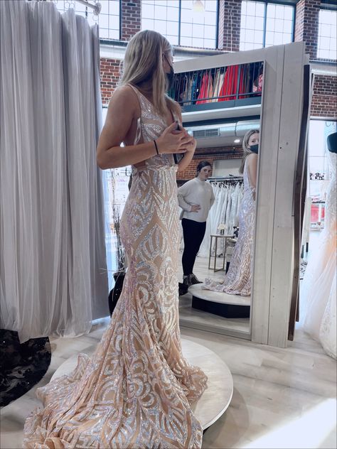 prom dress jovani pastels tan sparkly prom dress pretty glittery patterned flowery blonde White Sparkly Prom Dress, Tan Prom Dress, Prom Desses, Prom Dress Sequin, Prom Dress Sparkly, Prom Dress White, Prom Dress Pink, Sparkly Prom Dress, Jovani Prom