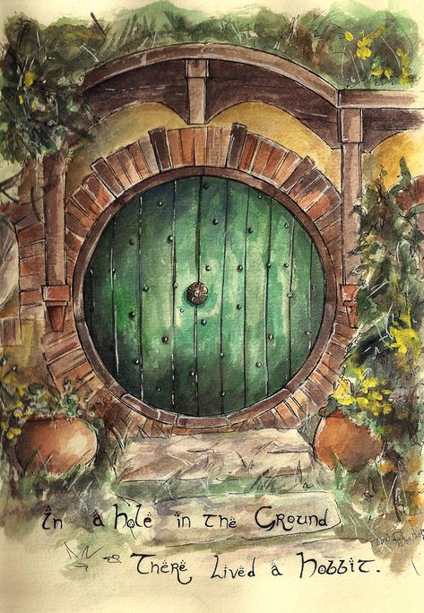 The Shire Casa Do Hobbit, Hole In The Ground, Hobbit Door, Casa Hobbit, John Howe, Hobbit Art, Middle Earth Art, Tolkien Art, Lotr Art