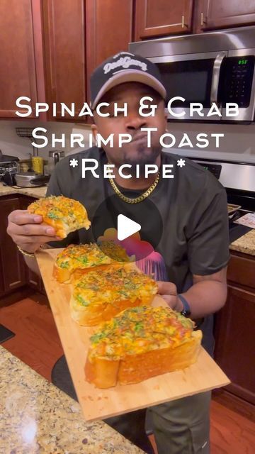 Michael J. O’Neal on Instagram: "Savoring every bite of this delicious Spinach & Crab Shrimp Toast! 🦀🍤🥬 A perfect medley of fresh spinach, succulent crab, and juicy shrimp, all on a crispy toast. Ideal for brunch or a sophisticated snack. Dive into this gourmet treat! 

#SeafoodDelight #GourmetToast #BrunchGoals #foryoupage #theonealsway #FoodieFavorites #foryou #explorepage #yum #seafoodheaven #seafoodlovers #dinnerideas #dinnerrecipes #easyathomerecipes #crabdip" Shrimp Breakfast Ideas, Crab And Shrimp Toast, Shrimp And Crab Toast Recipe, Shrimp And Crab Garlic Toast, Seafood Breakfast Recipes, Seafood Brunch Ideas, Shrimp Breakfast Recipes, Crab Toast Recipe, Shrimp Breakfast