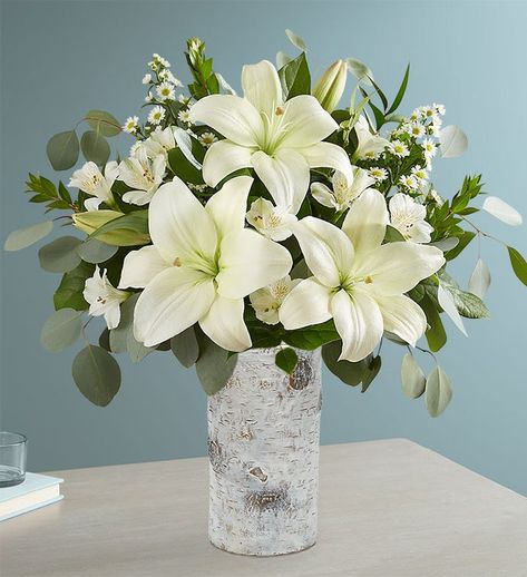 Beautiful Memories 011 White Lily Bouquet, Memorial Vase, Peruvian Lilies, Asiatic Lilies, Lily Bouquet, White Lily, Elegant Sophisticated, Vase Arrangements, White Lilies