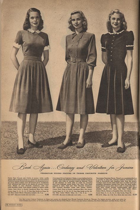 The Closet Historian: Cataloging Catalogs: Ward's Fall/Winter 1947-1948, More Dresses! 1940s Aesthetic, 40s Mode, 1940s Fashion Women, Decades Fashion, Fashion Through The Decades, Fashion Timeline, Decades Of Fashion, Fashion 1940s, 20th Century Fashion