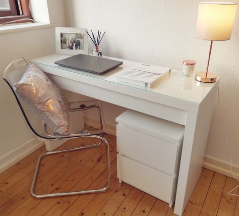 IKEA haul Ikea Drawers And Desk, Ikea Malm Office, Ikea Malm Desk Ideas, Ikea Malm Vanity Ideas, Ikea Hemnes Makeup Table, Ikea Make Up Table, Vanity Desk Ikea, Makeup Table Ikea Micke, Ikea Malm Makeup Table