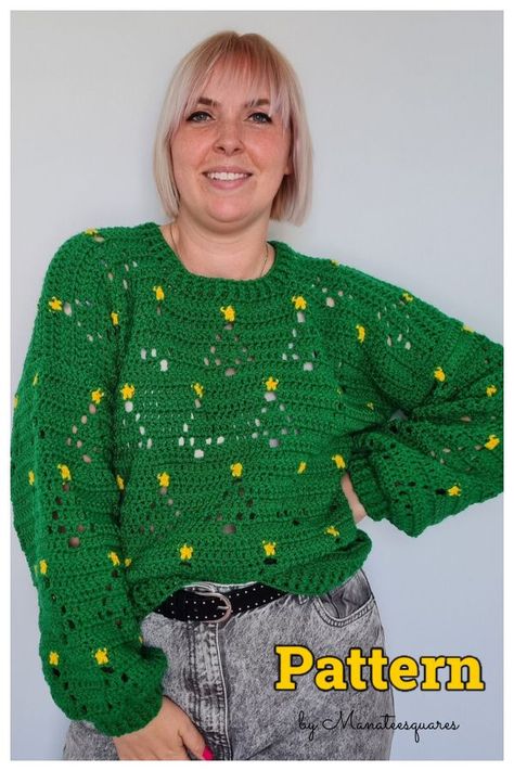 Crochet Holiday Sweater, Crochet Christmas Sweater Pattern Free, Crochet Christmas Cardigan, Christmas Sweater Crochet Pattern, Crochet Christmas Sweater, Sweater Crochet Patterns, Ugly Christmas Sweater Pattern, Crochet Jumper Pattern, Jumper Crochet