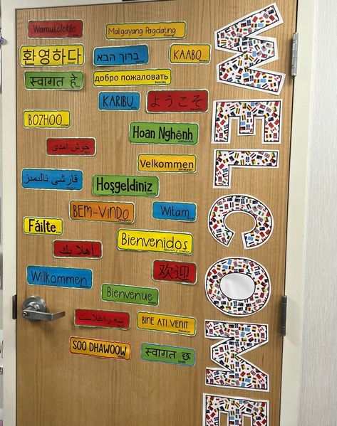 How To Decorate an ESL Classroom - Language Adventurist Esl Classroom Decor, Multicultural Classroom, Classroom Door Decorations, Writing Mini Lessons, Grammar Posters, Esl Classroom, Global Awareness, Inclusion Classroom, Word Poster