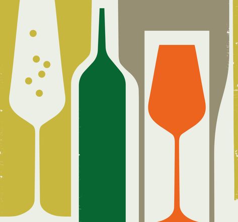 The Sunday Times Travel Section | Bo Lundberg Wine Pattern, Bo Lundberg, Cocktail Illustration, Wine Logo, Mid Century Illustration, Wine Poster, Pix Art, Wine Art, Illustration Adobe Illustrator