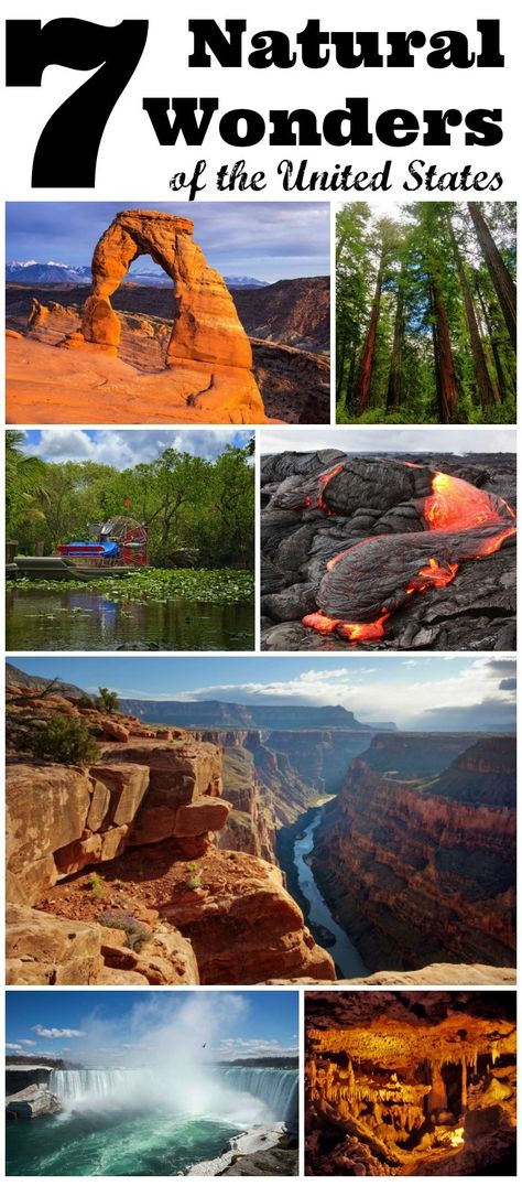 The following are seven natural wonders of America that kids will enjoy seeing and that you can plan a family vacation around. Travel United States, United States Road Trip, 7 Natural Wonders, 7 Wonders, Destinations Travel, Destination Voyage, Usa Travel Destinations, Family Vacations, Beautiful Sights