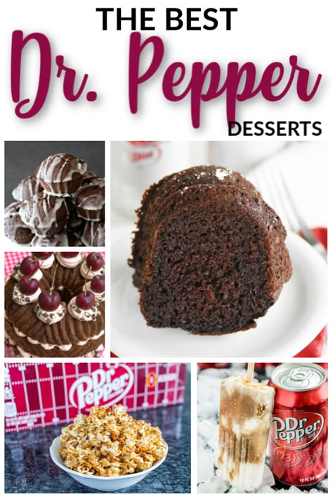 Dr. Peppers fans get ready to drool because these are The Best Dr. Pepper Desserts around town. If you need a sweet, bold and unique treat, these Dr. Pepper flavored goodies are for you! #drpepper #drpepperrecipes #drpepperdesserts #desserts #soda #dessertswithsoda Dr Pepper Recipes Desserts, Dr Pepper Desserts, Dr Pepper Cupcakes, Dr Pepper Recipes, Dr Pepper Cake, Caramel Corn Recipes, Slush Recipes, Birthday Cake Decorating Ideas, Pepper Recipes