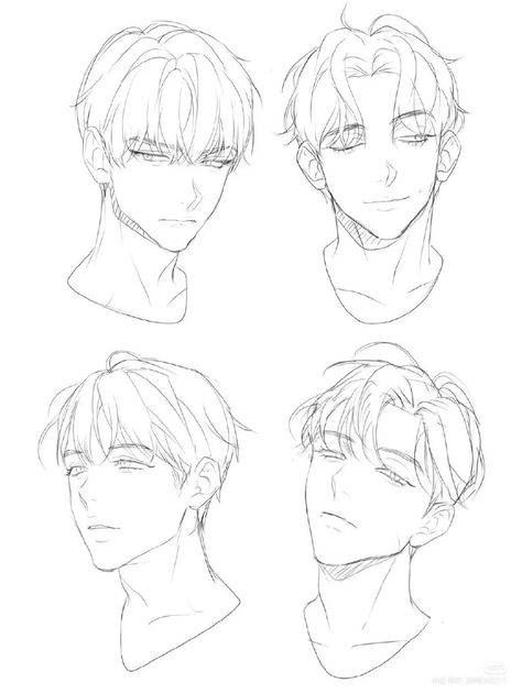 Boy Hair Drawing, Drawing Male Hair, Male Art Reference, Drawing Male, Drawing Hair Tutorial, Boy Hair, Drawing Hair, Have Inspiration, 캐릭터 드로잉