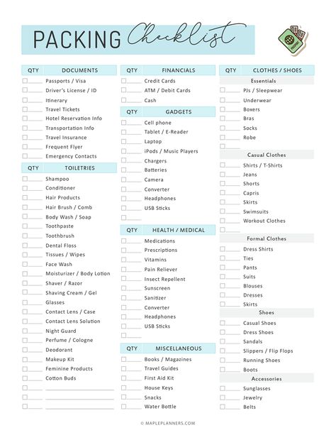 Going on a vacation soon? Make sure to grab this handy travel packing checklist. This extensive checklist helps you stay on top of all things travel. Vacation Packing Checklist, International Travel Packing, Packing List Template, Travel Packing Checklist, Vacation Checklist, To Do Planner, Beach Packing, Road Trip Packing, Packing List For Vacation