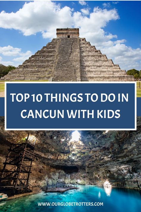 Explore 10 incredible things to do in Cancun with kids. From sandy beaches to eco-parks and ancient ruins, Cancun offers many family-friendly activities that promise fun and adventure. Dive into Mexico adventures with your family as you snorkel in crystal-clear waters, explore interactive aquariums, and visit interactive museums. Whether it’s a thrilling family trip to Mexico or a relaxing getaway Cancun has it all for a family vacation | ourglobetrotters.com family travel blog Cancun With Kids, Things To Do In Cancun, Traveling Pregnant, Cancun Mexico Travel, Best Family Vacation Destinations, Road Trip Camping, Trip To Mexico, Family Vacation Destinations, Family Friendly Activities