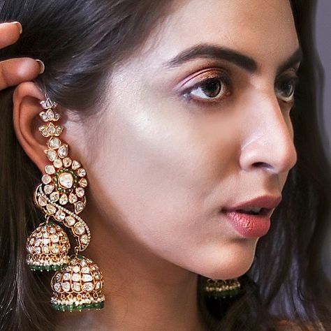 Beautiful pieces don’t seek attention! Find variety of statement earrings at IIJS Mumbai, 8th - 12th August 2019 @ Bombay Exhibition… Heeramandi Jewellery, Beaded Wedding Jewelry, Bridal Jewellery Earrings, Indian Wedding Jewelry Sets, Ear Cuff Jewelry, Bridal Necklace Designs, Neck Pieces Jewelry, Gold Jewelry Outfits, Exhibition Centre