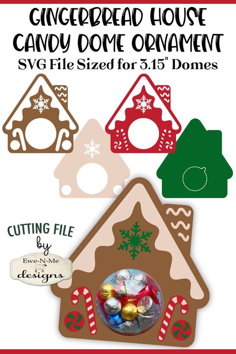 Silhouette Cameo Christmas, Christmas Candy Crafts, Christmas Party Snacks, Candy Dome, Gingerbread House Candy, Xmas Eve Boxes, Gingerbread House Christmas, Christmas Main, Cricut Christmas Ideas