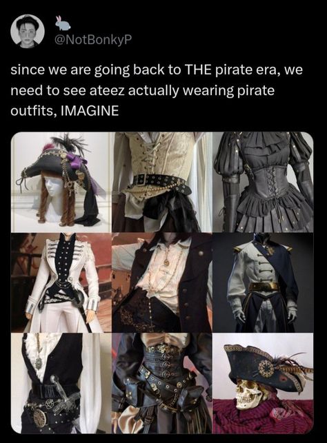 Pirate Astethic Clothes, Pirate Oc Art, Piratecore Aesthetic, Pirate Inspired Outfits, Ateez Pirate King, Piratecore Fashion, Pirate Oc, Medieval Clothing, Fantasy Clothing