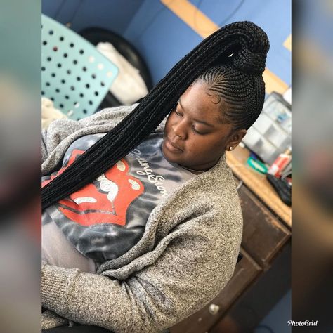 Here By Popular Demand 🔥🌟💥 on Instagram: “$200 small feeder ponytail ; ITS UP 😌🤟🏽📍❗️❗️❗️❗️❗️” Braided Ponytail Hairstyles, Small Braids, Braid Hair, Side Braid, Long Braids, Braided Ponytail, Ponytail Hairstyles, Curly Hair, Braided Hairstyles