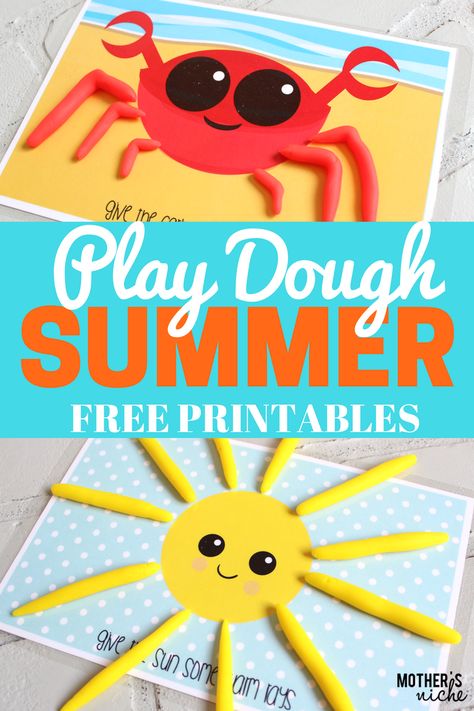 Play Dough Mat Busy Bags- SUMMERTIME EDITION Play Doh Activities, Free Printables For Kids, Play Dough Mats, Dough Mats, Playdough Activities, Summer Preschool, Quiet Activities, Playdough Mats, Printables For Kids