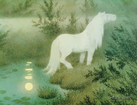 Theodore Kittelsen, Moritz Von Schwind, John Bauer, Water Spirit, White Horse, Nature Paintings, Horse Art, Design Graphique, Fantasy World