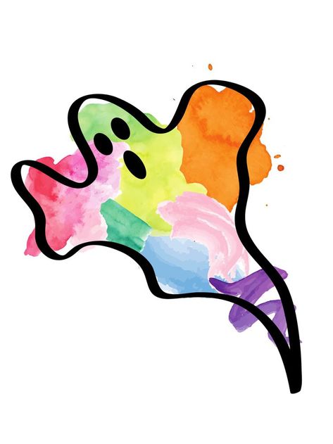 Rainbow Ghost, Ghost Painting, Rainbow Painting, Paint Watercolor, Ghost Halloween, Halloween Spooky, Ghost, Rainbow, Paint