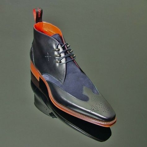 Navy Blue Boots, Italian Boots, Celebrities Fashion, Leather Chukka Boots, Gentleman Shoes, Custom Made Shoes, Italian Leather Shoes, Bespoke Shoes, Ankle Boots Men