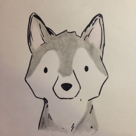 Huskies Husky Dog Drawing Easy, Drawings Of Huskies, Siberian Husky Drawing Easy, How To Draw Husky, Simple Husky Drawing, Husky Dogs Drawing, How To Draw A Husky Easy, Husky Sketch Easy, Husky Illustration Cute