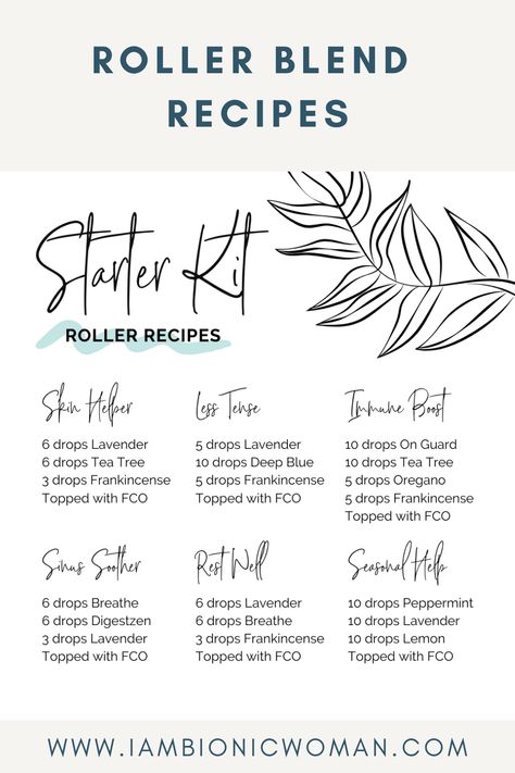 Essential Oil Blends Roller Ball, Essential Oils Roller Bottle Recipes, Roller Ball Essential Oil Recipes, Doterra Roller Bottle Recipes, Roller Blend Recipes, Oil Roller Blends, Essential Oils Roller, Rollerball Recipes, Essential Oil Blends Roller