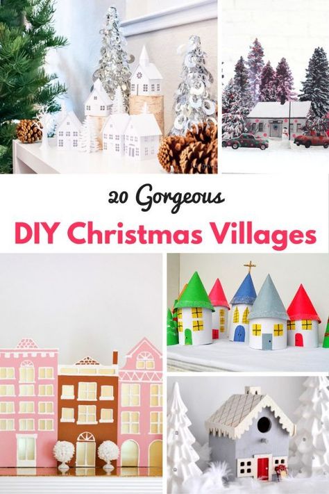 20 DIY Christmas Villages Christmas Village Ideas, Village Kids, Christmas Village Lights, Village Ideas, Putz House, Christmas Light Installation, Hanging Christmas Lights, Diy Christmas Village, Ideas Navidad