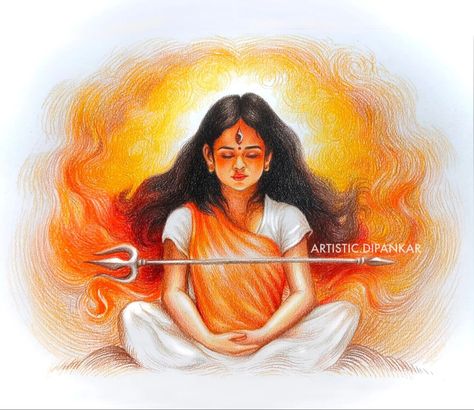 #durgapuja Ma Durga Painting, Painting Mahadev, Maa Durga Drawing, Durga Drawing, Maa Shakti, Colored Pencil Artwork Ideas, Ma Kali, Historical India, Face Art Drawing