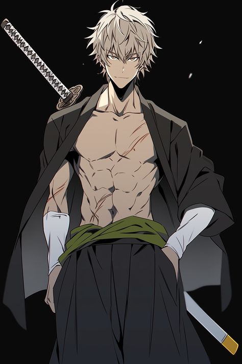 One Piece Swordsman Oc, Ninja Character Art Male, Anime Fighter Oc, Psionic Character Art, Black Clover Oc Male, Swordsman Character Design, Anime Ninja Guy, Ninja Outfit Design Male, Anime Warrior Men