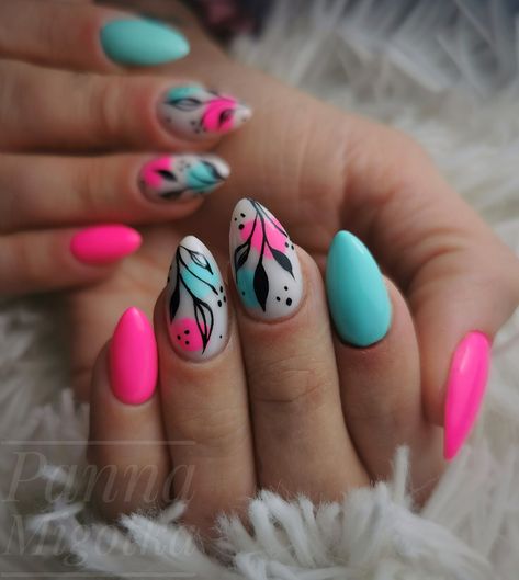 Fruit Nail Designs, Cute Nail Art Designs, Work Nails, Classy Acrylic Nails, Exotic Nails, Bright Nails, Nail Tattoo, Nails Desing, Hot Nails