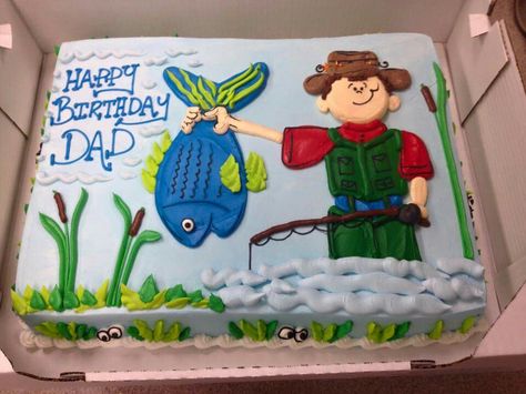 Fishing Birthday Cake, Fishing Cakes, Fish Cake Birthday, Cake For Men, Birthday Fishing, Fishing Cake, Cake Design For Men, Hunting Theme, Sheet Cake Designs