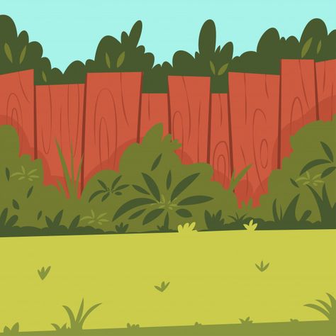 Garden Bushes, Cartoon Garden, Tree Cartoon, 2d Character Animation, Fence Garden, Garden Illustration, Garden Drawing, Landscape Elements, Background Drawing