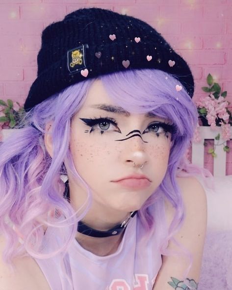 🌿Gamer GF🌿 on Instagram: “Back at it again with the pout smh. But yessss new pastel goth cheerleader look coming! :3 🖤 #egirl #patelgoth #alternativegirl #scenegirl…” Goth Cheerleader, Goth E-girl Makeup, Pastel Goth Makeup, E Girl Makeup, Devil Makeup, Egirl Makeup, Pastel Makeup, Punk Makeup, Alt Makeup