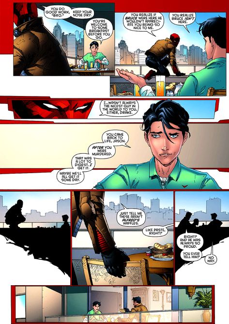 Jason Todd and Tim Drake  Jason's story makes me sad, he just needs a good hug from batman. And maybe a kick in the butt every now and then. :) Jason Todd And Tim Drake, Red Hood And The Outlaws, Funny Superhero, Tim Drake Red Robin, The Outlaws, Univers Dc, Red Robin, Im Batman, Tim Drake