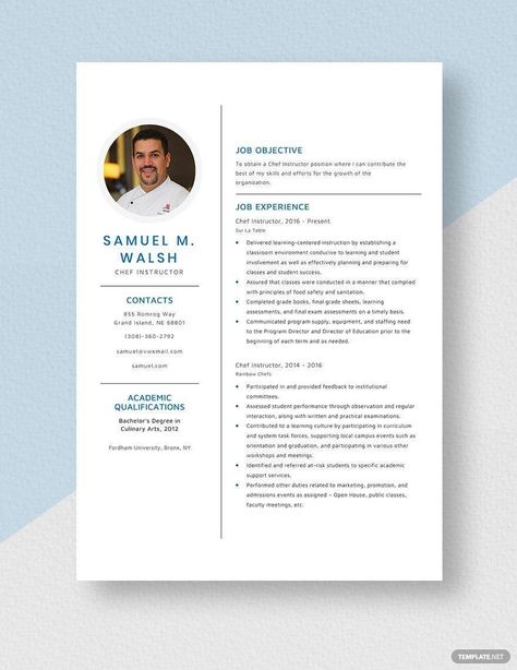 Chef Cv Design, Chef Resume, Business Resume, Cv Format, Cv Template Word, Effective Resume, Bio Data, Pages Template, No Experience Jobs