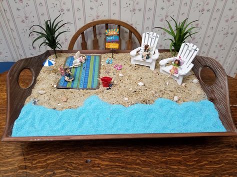 Beach Diorama, Shoe Box Crafts, Beach Fairy Garden, Yarn Crafts For Kids, Felt Play Mat, Fun Worksheets For Kids, Garden Fairies Figurines, Indoor Activities For Toddlers, Teacup Crafts