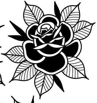 American Traditional Rose, Traditional Tattoo Black And White, Black Rose Tattoo, Traditional Tattoo Drawings, Old School Rose, Rose Tattoo Stencil, Traditional Tattoo Flowers, Rose Tattoos For Men, Black Rose Tattoos