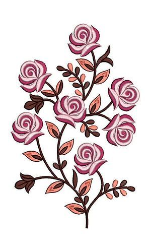 Rose Embroidery Designs, Flower Machine Embroidery Designs, Flower Drawing Tutorials, Fabric Paint Designs, Embroidery Motifs, Handwork Embroidery Design, Hand Embroidery Design Patterns, Applique Embroidery, Applique Embroidery Designs