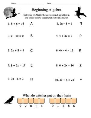 Algebra for Beginners | Worksheet | Education.com 10th Grade Math Worksheets, Maths For Beginners, English Vocabulary Exercises, Math Mental, Simple Equations, 10th Grade Math, Math Basics, Decimals And Fractions, Pre Algebra Worksheets