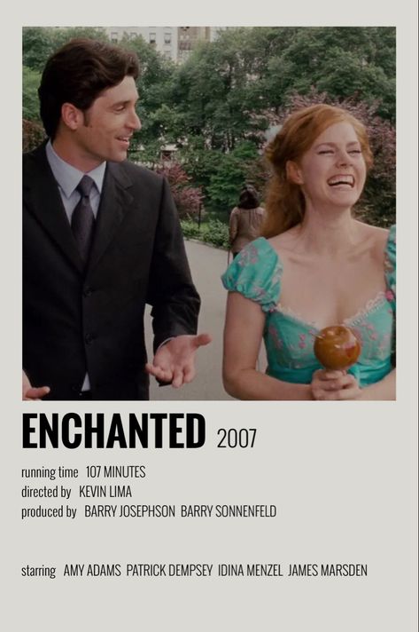 Enchanted 2007, Romance Movie Poster, Polaroid Movie Poster, Movie Character Posters, Romcom Movies, Movie Hacks, Iconic Movie Posters, Movie To Watch List, Film Posters Minimalist