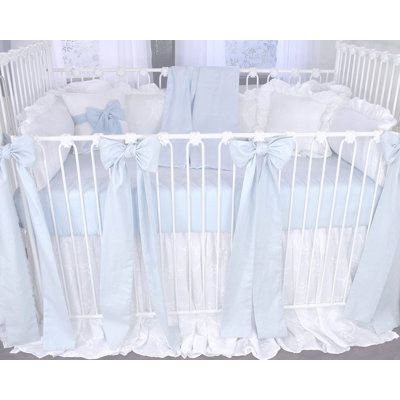 Vintage Baby Shower Decorations, Baby Blue Bedding, Crib Bows, Blue Nursery Girl, Baby Blue Blanket, Organic Crib Bedding, Linen Crib Bedding, Luxury Baby Nursery, Light Blue Nursery