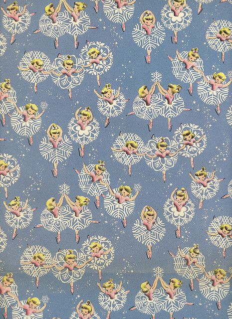 snowflake ballerinas wrapping paper ♥ Vintage Christmas Wrapping Paper, Postal Vintage, Vintage Wrapping Paper, Paper Snowflakes, Christmas Past, Noel Christmas, Vintage Christmas Cards, Christmas Wrapping Paper, Christmas Images