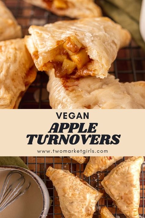 Apple Turnovers (Plant-Based, Dairy-Free) | Two Market Girls Vegan Apple Turnovers, Vegan Puff Pastry, Apple Turnover Recipe, Puff Pastry Apple, Apple Turnover, Turnover Recipes, Vegan Pastries, Apple Puff Pastry, Fall Vegan Recipes