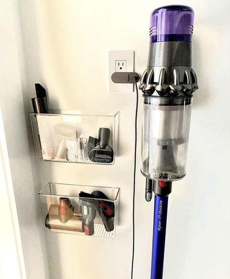 Storing Vacuum, Cleaning Closet Organization, Airing Cupboard, House Organisation, Vacuum Storage, Cleaning Closet, Bathroom Storage Organization, Home Organisation, Laundry Room Makeover