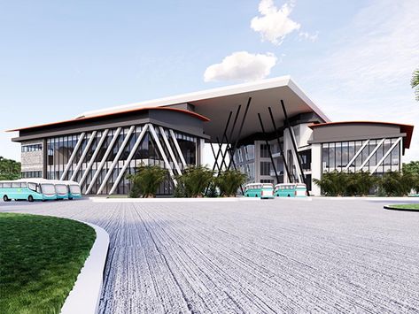 Bus Terminal Design Concept Plan, Bus Terminal Design Architecture, Transit Hub Architecture, Terminal Design Architecture, Bus Station Design Architecture, Bus Terminal Design Concept, Student Center Design, Transportation Hub Architecture, Bus Terminal Architecture